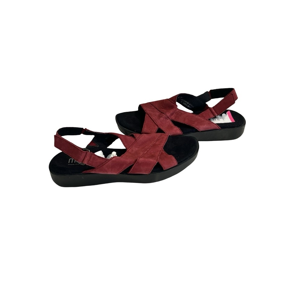 Munro Women's Size 6.5  Micah Red Leather Open Toe Slingback Hook & Loop Sandals